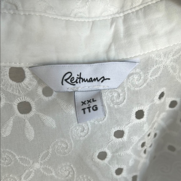 White Eyelet Tie-Front Blouse - Picture 6 of 7